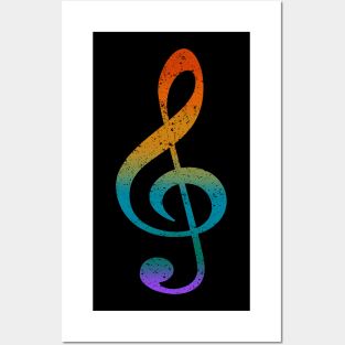 Colorful Music Note (distressed Textured) Posters and Art